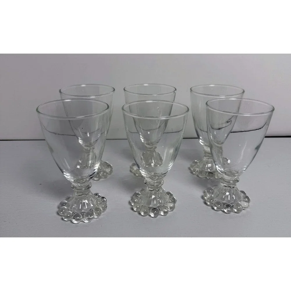 6 Vintage Anchor Hocking Berwick Boopie Wine Juice Clear Glass 4 1/2 Inch